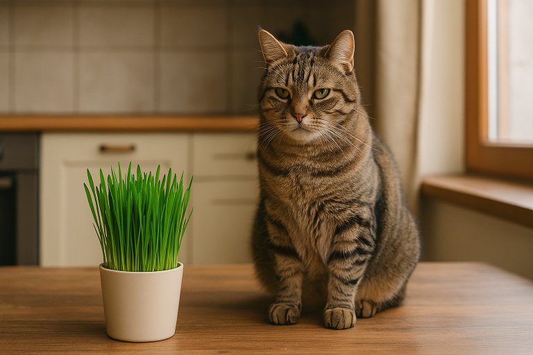 Cat refuses to eat cat grass.